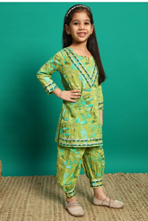 Turquoise Garden Print Twinning Set Girls and Boys